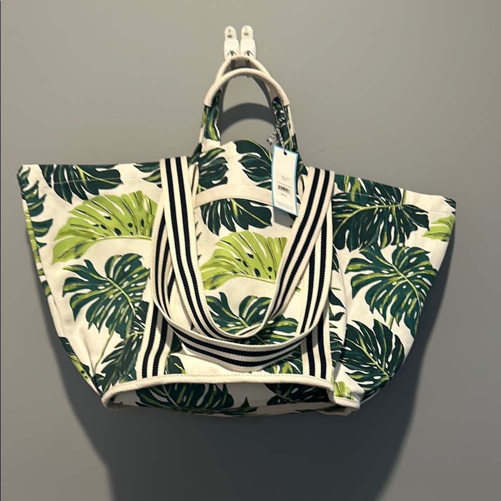Tropical Leaf Print Tote Bag